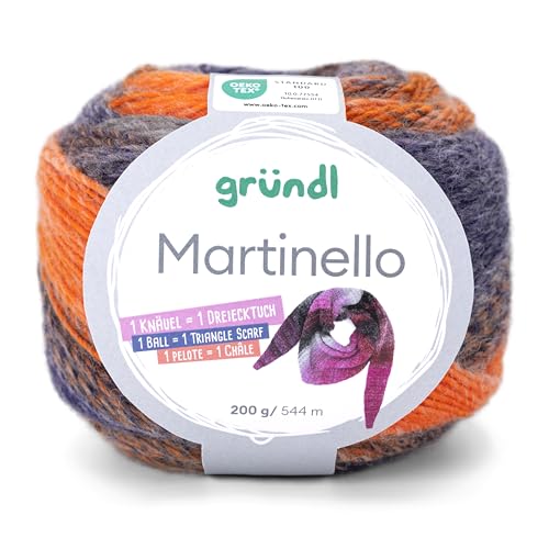 Gründl Martinello, Dreiecktuch aus Baumwollgarn, 200 g, 544 m, Farbverlaufsgarn in Orange und Blau (03) von Generisch