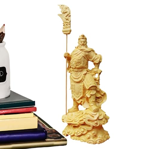 Guan Yu Statue, Chinesische Guan Yu Statue, Desktop Guan Yu Holzfigur, Dekorative Feng-Shui-Statue für Wohnzimmer und Schlafzimmer, Desktop-Skulptur „Gott des Reichtums“. von Generisch