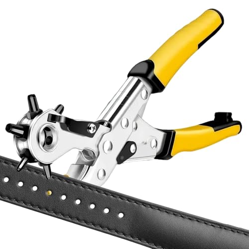 Gürtelstanzwerkzeug, Lederlochstanzwerkzeug,Heavy Duty Rotary Puncher Belt Punch Zange - Ergonomische, professionelle Lochstanzwerkzeuge in 6 Größen für Hundehalsbänder, Ledergewebe von Generisch