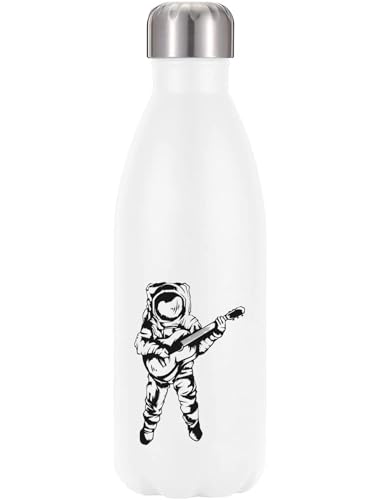 Guitar Guy Astronaut Stencil Art vakuumisolierte Thermo-Trinkflasche, Weiß von Generisch