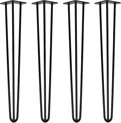 Haarnadel-Möbelbein-Set aus Stahl, stabil, modern, Industrie-Stil, für Schreibtisch, Tisch, DIY-Möbel, 25,4 cm, schwarze Haarnadel-Tischbeine, Metall-Tischbeine von Generisch