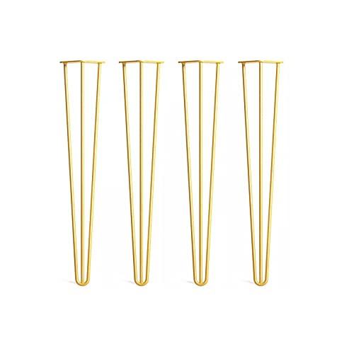 Haarnadel-Möbelbeine aus Stahl, modernes Industrie-Stil, Tischbeine für Schreibtisch, Esstisch, stabile Metall-Möbelbeine für DIY-Projekte, 71,1 cm, goldfarbene Haarnadel-Tischbein-Set, 4 Stück von Generisch