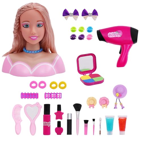 Haarstyling-Puppe, Haarstyling-Puppenkopf für Mädchen | Kinder Mädchen Beauty Set Styling Puppenkopf | Exquisites Styling-Puppen-Spielset, Styling-Kopf und Zubehör für Geburtstag, Ostern von Generisch