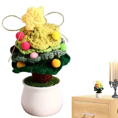 Häkel-Weihnachtsbaum, Topfpflanzen, tragbare Häkelblumen, kreatives Strickornament, festliche künstliche Blumen, gehäkelter Weihnachtsbaumschmuck für Familie und Freunde von Generisch