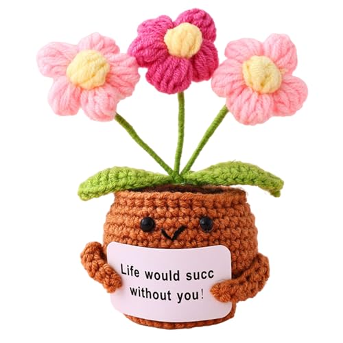 Häkelblumen, Blumenplüsch, handgefertigtes Design, weiches Garn, positive Stimmung, leichte Bauweise, Häkelpflanzen für Schreibtische, Bücherregale, Nachttische, Feiertage, 10 x 6 x 13 cm Häkelblumen, Blumenplüsch, handgefertigtes Design, weiches Garn, positive Stimmung, leichte Bauweise, Häkelpflanzen für Schreibtische, Bücherregale, Nachttische, Feiertage, 10 x 6 x 13 cm von Generisch