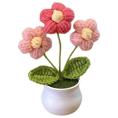 Häkelblumen, dekorative Sonnenblumen, gehäkelte Sonnenblumen, Topfpflanze, handgefertigte Häkelpflanze, realistische gestrickte Blumen-Topfpflanze für Zuhause, Desktop, Auto von Generisch