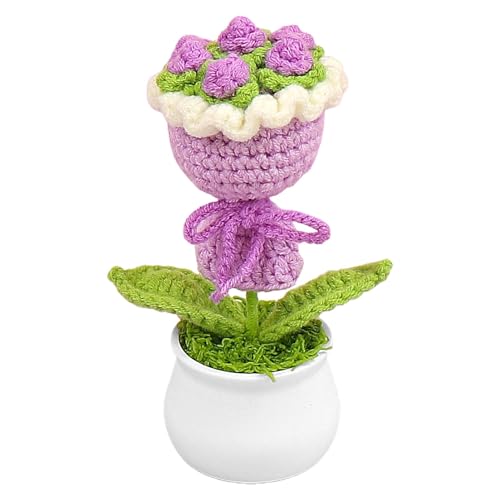 Häkelblumen,Häkelblume,Handgefertigter gehäkelter Blumenstrauß | Bunte gestrickte Häkelpflanze, süßes Home-Office-Schreibtisch-Geschenk für Mama, von Generisch