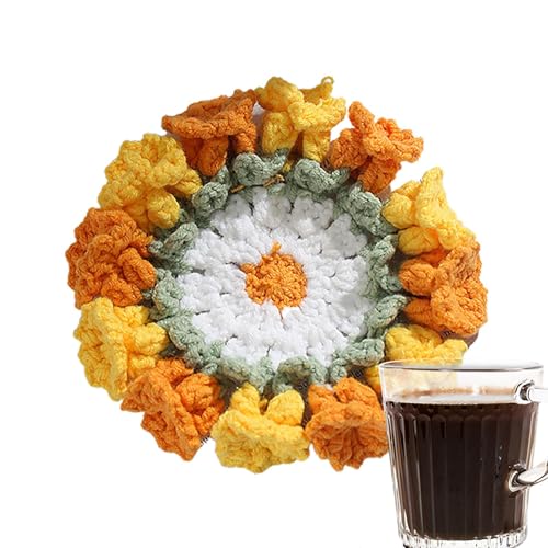 Häkelblumen-Untersetzer – Häkel-Tassen-Untersetzer – Multifunktions-Untersetzer, dekorative Esstisch-Teematten für heiße Getränke, Kaffee, heißes Wasser von Generisch