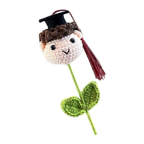 Häkelblumenstrauß zum Schulabschluss, gestrickter Abschlussstrauß, handgefertigte Häkelpuppe, Doktorhut für und Mädchen, Häkelblumen, Partyzubehör von Generisch