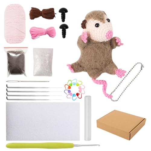 Häkelnadel -Filzing -Kit, handgefertigte Nadel -Filzing -Kit, Handgefertigter Häkelpuppenanhänger Set, Craft Animal Home Decoration mit Schritt-für-Schritt-Anweisungen zu Weihnachten, Hauswärmeln, Geb von Generisch