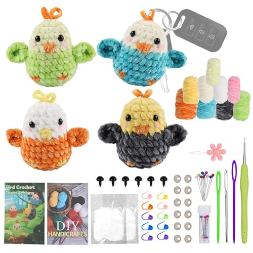 Häkelset – 4-teiliges Häkelnadel-Set | Woll-Häkelset Tiere | bequemes, vielseitiges Kinder-Häkelset, verschleißfestes Anfänger-Strickset, Strick-Starter-Set für alle Altersgruppen von Generisch