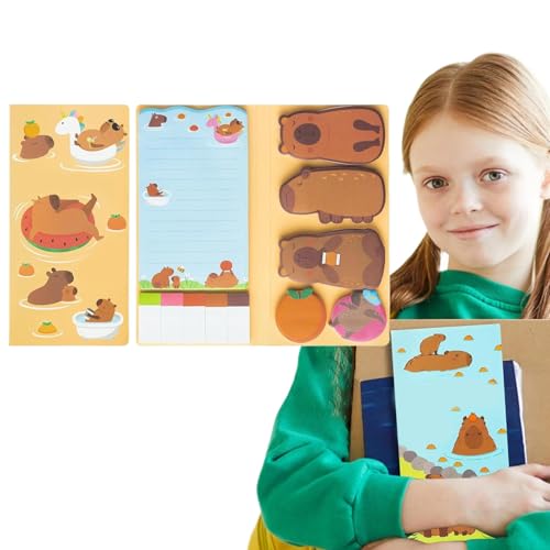 Haftnotizblöcke, Haftnotizen für Kinder, Cartoon Capybara Klebenotizblöcke, Wiederverwendbare Schreibwaren, Lehrbücher, Tür- und Tagebuch-Textstreifen für Studenten zum Lesen und Arbeiten von Generisch