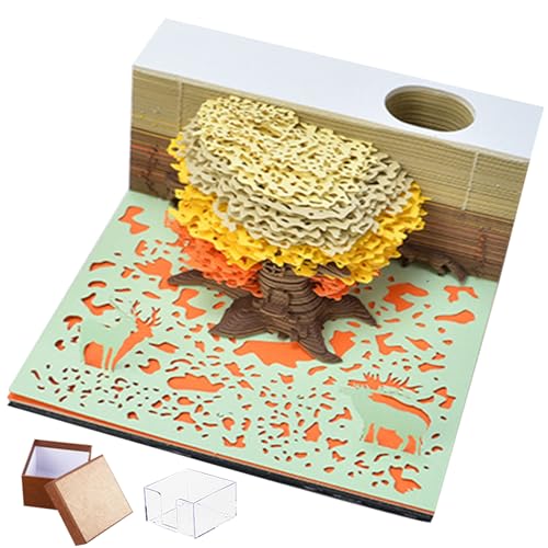 Haftnotizen, 3D Memo Pad mit Display Hülle Baumform Dekorative 3D Notepad Büro Wohnzimmer Schreibtisch Memo Pad Geschenk für Kollegen Freund, Orange Red von Generisch