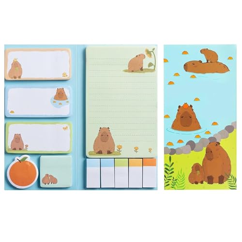 Haftnotizen für Kinder, Capybara-Haftnotizen-Set,Schreiben von Haftnotizen Niedliche Capybara-Blöcke - Textstreifen für Schüler und Lehrer, wiederverwendbares Briefpapier für Lehrbücher, Tagebuch von Generisch