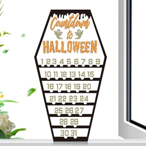 Halloween-Adventskalender 2024, Halloween-Countdown-Kalender 2024 | Countdown-Zeichen Halloween - Halloween-Sarg-Adventskalender, Halloween-Dekorationen aus Holz für Halloween-Dekoration von Generisch