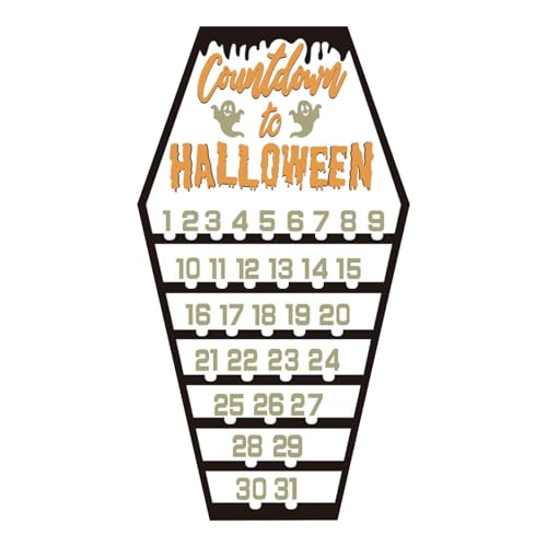 Halloween-Adventskalender 2024, Halloween-Countdown-Kalender 2024 - Holz Countdown Halloween,Halloween-Kalender aus Holz für Halloween-Dekoration, Halloween-Sarg-Countdown-Kalender von Generisch