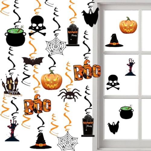 Halloween-Aufkleber, Wirbel-Design, wiederverwendbar, -Hexen, Halloween-Aufkleber, Luftschlangen, Deckendekorationen, gruselige Deckendekoration von Generisch