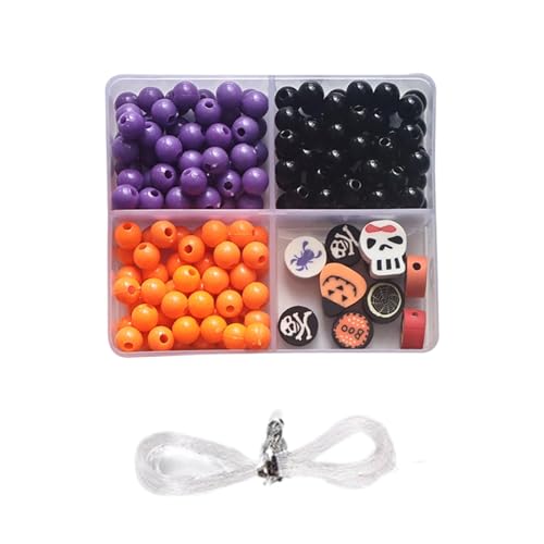 Halloween-Charm-Perlen, Halloween-Themen-Armband-Kits, gruselige Perlen-Sets, verschiedene Halloween-Perlen, Geister-Kürbis-Spinnen-Schädel-Halsketten-Bastelset, vielseitige Halloween-Charm-Perlen für von Generisch