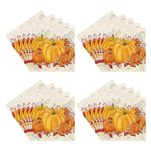 Halloween-Dinner-Servietten,Halloween-Servietten,Dekorative Papierservietten mit -Design | Niedliche orangefarbene, weiche, sehr saugfähige Partyservietten aus Papier für die Tischdekoration von Generisch