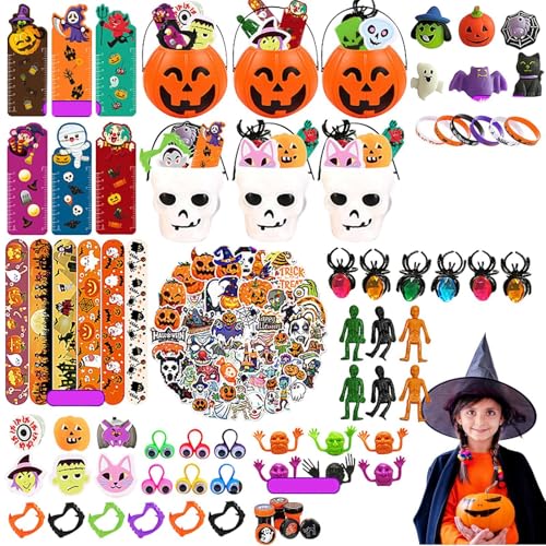 Halloween Fidget Toys Set,Halloween Squeeze Toys für Kinder, 134 Stück Spielzeug-Partygeschenke für Kinder, Halloween-Set, für Ostereierkorbfüller, Geschenktüten, Pinata-Füller, kleine Spielzeug-Klass von Generisch