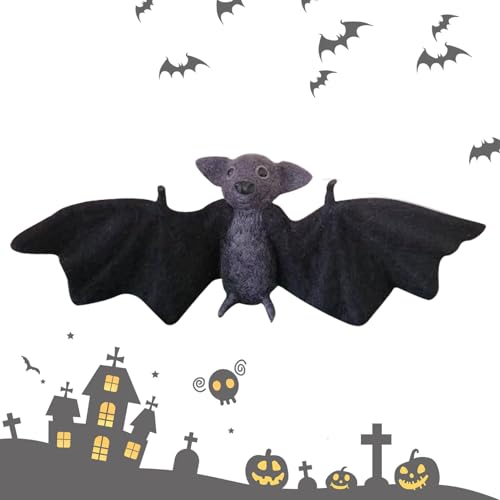 Halloween Fledermaus Dekoration,Nadelgefilzte realistische Fledermaus | Tierpuppen-Fledermaus-Dekor für Halloween - Sorgfältig gefertigte handgefertigte Nadelfilz-Dekoration für Cosplay-Partys, Hallow von Generisch