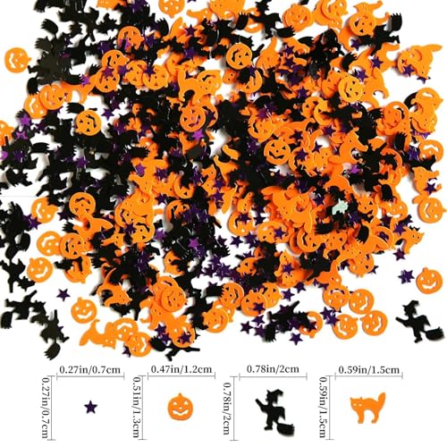 Halloween Konfetti - 15g Halloween Tischdekoration | Halloween Konfetti Glitzer Pailletten Kürbisse Katze Konfetti | PVC Pailletten Konfetti Trick Partyy Streusel Tischdekorationen von Generisch