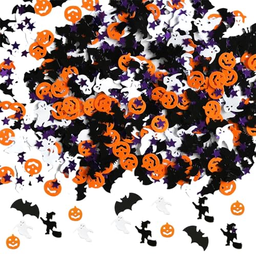 Halloween Konfetti Glitzer | Kürbisse Spinnen Fledermäuse Hexen Schädel Netze Stern Katze Geist Halloween Konfetti - Halloween Form Glitzer Folie Tisch Streudeko Konfetti für Halloween Konfetti Sets von Generisch