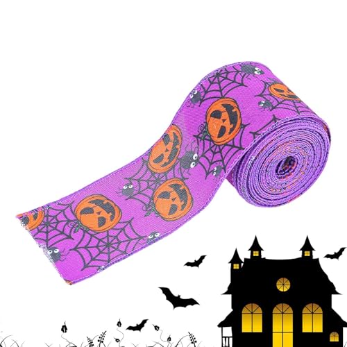 Halloween-Kranzband | 5 m langes Halloween-dekoratives Geschenkband – Halloween-Thema, -Totenkopf-Muster, Band für Urlaub, Schleifen, Basteln, Dekoration von Generisch