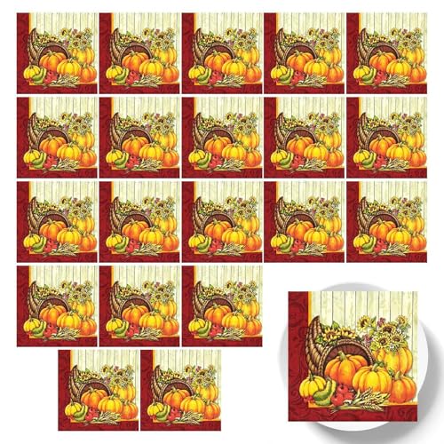 Halloween-Papierhandtücher,Halloween-Papierservietten,Herbstliche servietten | 20 Stück Halloween-Papierservietten, dekorative -Servietten für Abendessen, Küche, Partyzubehör von Generisch