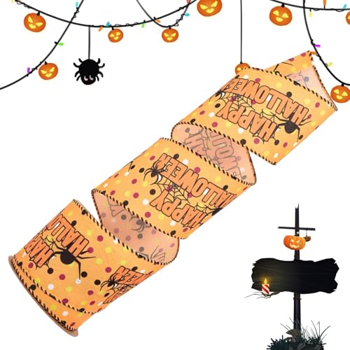 Halloween-Ripsband – Halloween-Band, bunte Auszeichnungsbänder, Geschenkband, festliche Designs für Familie, Freunde, Kollegen von Generisch