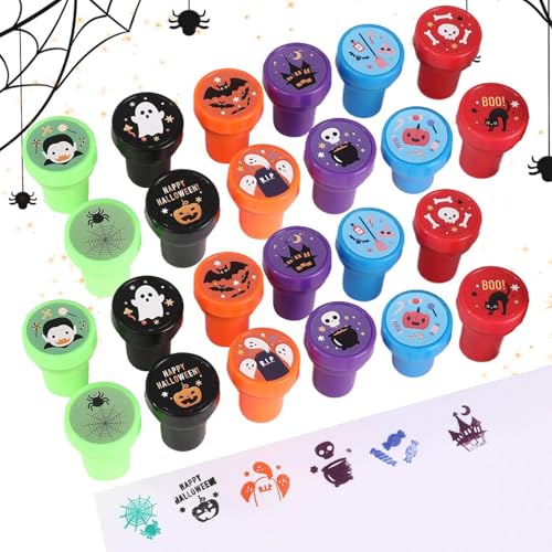 Halloween-Stempel-Set, Halloween-Stempel-Set, sortiert, selbstfärbend, gruselig, Süßes oder Saures, Partygeschenke, Cartoon-Spielpreise für Kinder von Generisch