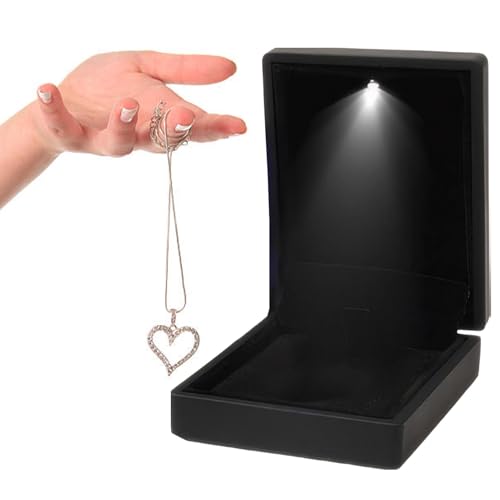 Halsketten-Schmuckschatulle – Halskette Anhänger Box | Quadratische LED-Schmuckvitrine für Halsketten und Ringe für Hochzeit von Generisch