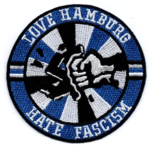 Bienpatch - Hamburg Abzeichen - Quadratischer Embroidered Patch, 1 Stück, 8 x 8cm, Stickbild mit Textilkleber, 80% Polyester, 18% Nylon, 2% Rayon, Stadtwappen, Emblem, Aufbügeln, Kind von Generisch