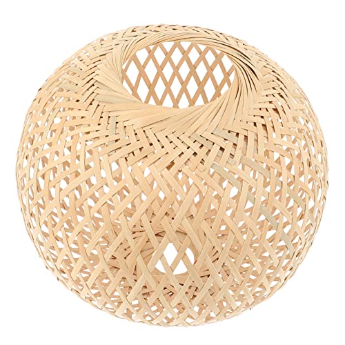 Handgewebter Rattan-Kugel-Lampenschirm im japanischen Stil, Hängelampenschirm für Decke, Boden, Wand, Tisch, zufällige Farbe, Korbgeflecht, Kronleuchter-Abdeckung von Generisch