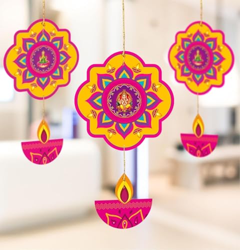 Happy Diwali Papierkarten zum Aufhängen, Kandeel-Form, Dekoration, 60 Stück von Generisch