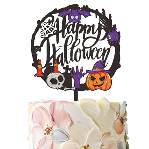 Happy Halloween Cake Topper,Halloween Kuchendekorationen,Halloween-Kuchen-Plugin-Party-Dessert - Kuchendekorationskarten, Kuchendekoration, Halloween-Party-Kuchendekorationen für Horrorspaß von Generisch