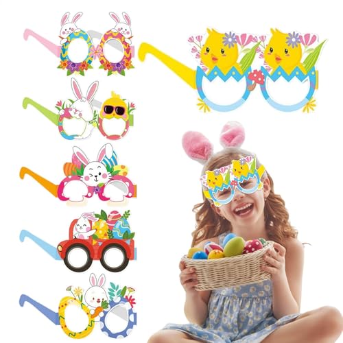 Hasenbrille Für Kinder, 6x Chick Bunny Paper Brille, Frühlingsfotografie Dekorationen Für Kinder Erwachsene Fotokabinen Requisiten Osterpapier Gläser Osterhasenbrillen von Generisch