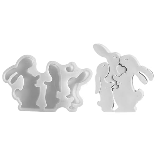 Hasenförmige Formen – Silikon-Hasenfamilie umarmendes Design, Osterhasen-Gießformen für Fondant-Kuchen, Schokolade, Seife und Süßigkeiten, niedliche Hasen-Harzformen für Osterhandwerk und Backen von Generisch