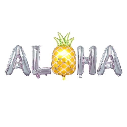 Hawaiian ische Buchstaben Folie Ballon-Set, niedliches Cartoon Ananas dekoratives Ballon-Set, Silber Rose Gold Dekoration Set Hawaiian ische Buchstaben Folie Ballon-Set, niedliches Cartoon Ananas dekoratives Ballon-Set, Silber Rose Gold Dekoration Set von Generisch