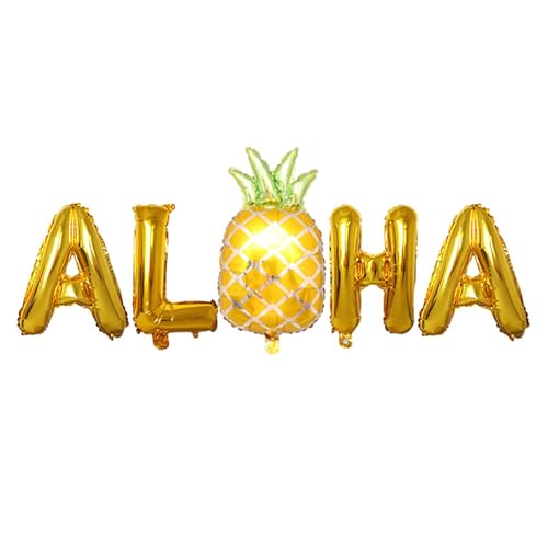 Hawaiian ische Buchstaben Folie Ballon-Set, niedliches Cartoon Ananas dekoratives Ballon-Set, Silber Rose Gold Dekoration Set Hawaiian ische Buchstaben Folie Ballon-Set, niedliches Cartoon Ananas dekoratives Ballon-Set, Silber Rose Gold Dekoration Set von Generisch