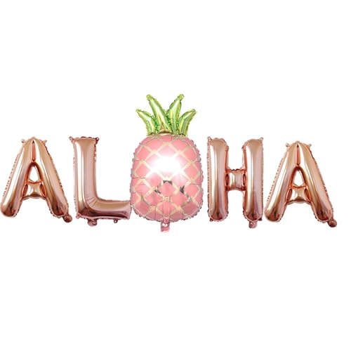 Hawaiianische Buchstaben Folienballon Set, Niedliche Cartoon Ananas Deko Ballon Set, Silber Rosegold Dekoration Set Hawaiianische Buchstaben Folienballon Set, Niedliche Cartoon Ananas Deko Ballon Set, Silber Rosegold Dekoration Set von Generisch