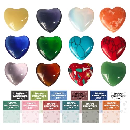 Heart Crystals for Valentines, Crystal Gems Rocks, Classroom Valentine Party Favors, Love Crystal Gems, Valentine Rock Crystal Exchange Set with 24 Heart-Shape Crystals for Classroom Party Favors von Generisch