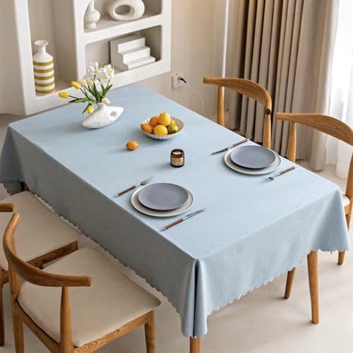 Hellblau Baumwolle Leinen Tischdecke 140 x 240 cm knitterfrei & waschbar Tischdecke für Küche Esszimmer Party Buffet Elegante Tischdecke für jeden Anlass von Generisch