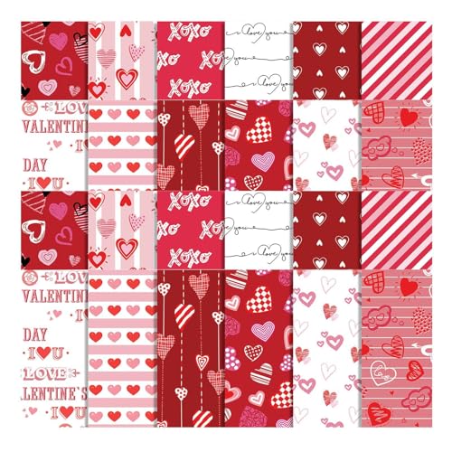 Herz-Scrapbook-Papier,Valentinstag-Scrapbook-Papier,Rosa Spezialpapier 24 Stück Scrapbook-Papier - Love Craft Paper Herz-Kartonpapier für Scrapbooking und Kartenherstellung von Generisch