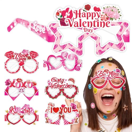 Herzförmige Brillen – 8 Stück Liebesförmige Brillen | Bequeme Herz-Sonnenbrille für Partys, Valentinstag, Herzbrille, lustige Herzbrille für Valentinstagspartys von Generisch