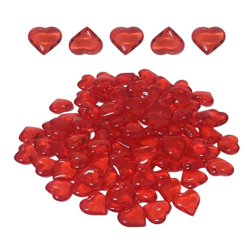 Herzsteine ​​rot, rote Herz-Edelsteine ​​zum Basteln - 55X Tischstreu-Edelsteine ​​,Acryl-Herz-Charm-Ornament, Vasen, Stein für Hochzeit, Tischdekoration von Generisch