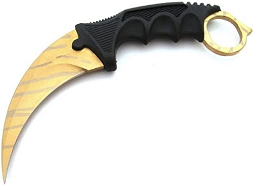 Hochwertiges 19cm CSGO Karambit Messer Übungsmesser Trainingsmesser Real-Life-Sammlung Jagd Survival Outdoor Counter-Strike Global Offensive Jagdmesser Knife (Gold Tiger [Scharf!)) von Generisch