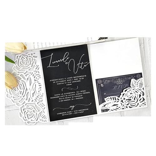 Hochzeitseinladungskarten-Set – 10-teiliges lasergeschnittenes DIY-Kit, bedruckbares dreifach gefaltetes Blumen-Design für Brautparty und Geburtstagsfeiern Hochzeitseinladungskarten-Set – 10-teiliges lasergeschnittenes DIY-Kit, bedruckbares dreifach gefaltetes Blumen-Design für Brautparty und Geburtstagsfeiern von Generisch