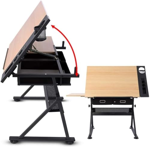 Höhenverstellbarer Zeichentisch, neigbarer Bastelschreibtisch mit Aufbewahrung, Ahornplatte, Kunsttisch für Zuhause, Büro, vielseitiger Zeichentisch für Künstler und Kreative Höhenverstellbarer Zeichentisch, neigbarer Bastelschreibtisch mit Aufbewahrung, Ahornplatte, Kunsttisch für Zuhause, Büro, vielseitiger Zeichentisch für Künstler und Kreative von Generisch