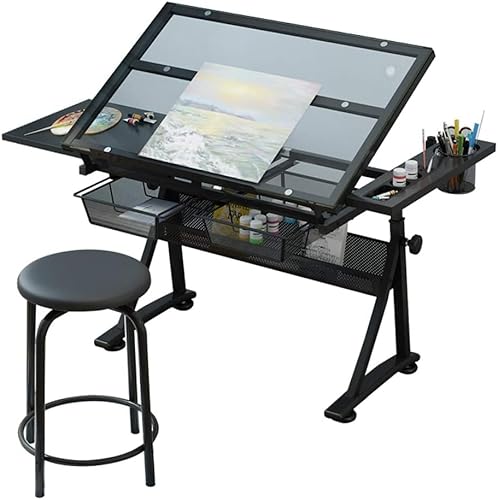 Höhenverstellbarer Zeichentisch mit Stauraum, neigbarer Bastelschreibtisch für Künstler, großer Kunstschreibtisch für Home Office & Studio, perfekte Zeichen- und Bastellösung Höhenverstellbarer Zeichentisch mit Stauraum, neigbarer Bastelschreibtisch für Künstler, großer Kunstschreibtisch für Home Office & Studio, perfekte Zeichen- und Bastellösung von Generisch